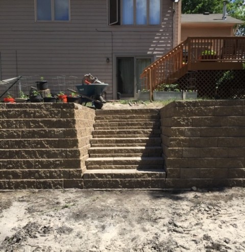 Block retaining wall and step units in Woodbury mn2